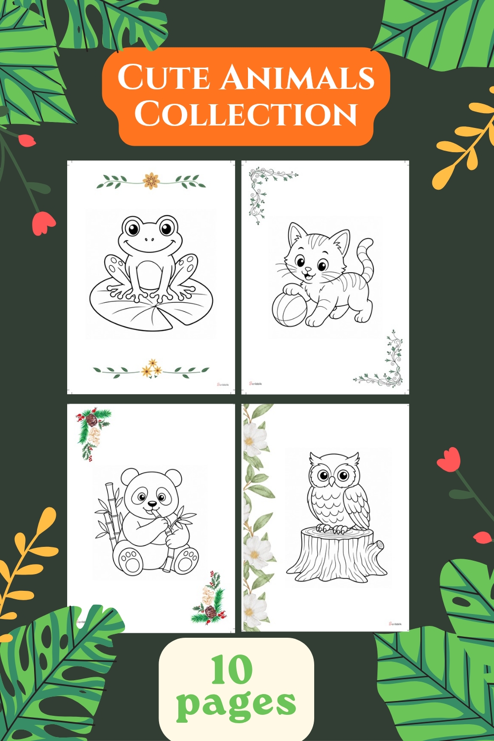 Cute Animals Coloring Pages Collection